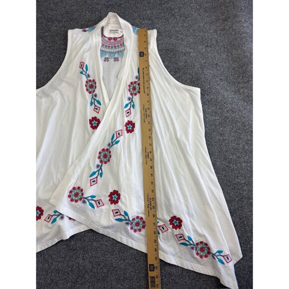 Paparazzi Sleeveless Cardigan Women's L White Blue Pink Floral Embroidered Vest - Picture 5 of 7